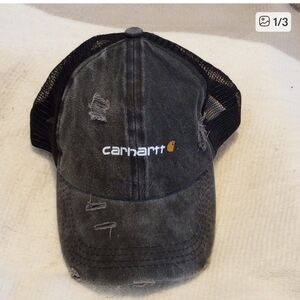 Carhartt Charcoal Distressed Womens High Ponytail Hat